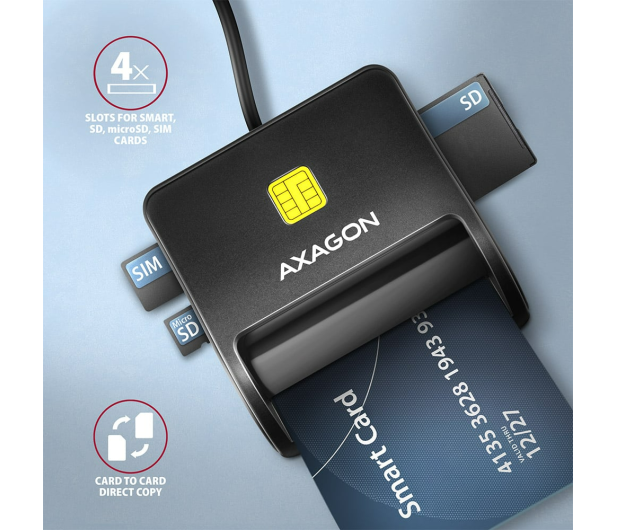 Axagon CRE-SM3SD 4-slot Smart card FlatReader czytnik - 1485437 - zdjęcie 3